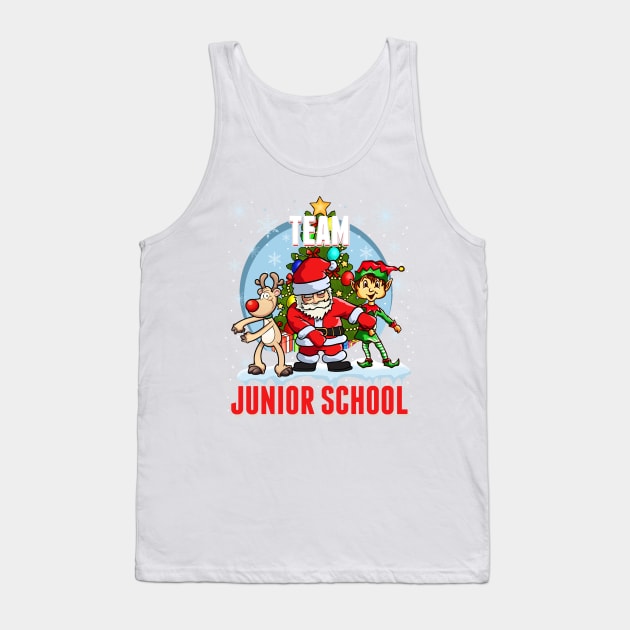 Team Junior School Santa Elf Reindeer Flossing Kid Christmas Tank Top by johnbbmerch